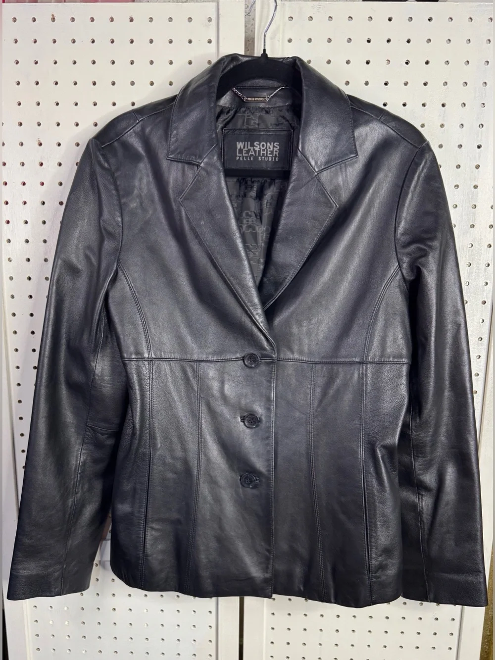 Wilsons Leather Black Genuine Leather Blazer Jacket Women’s Large Y2K